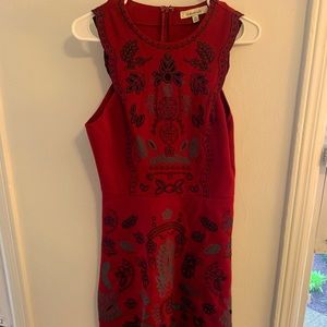 Francesca’s Mini Red Eyelet Dress with Embroidered Details
